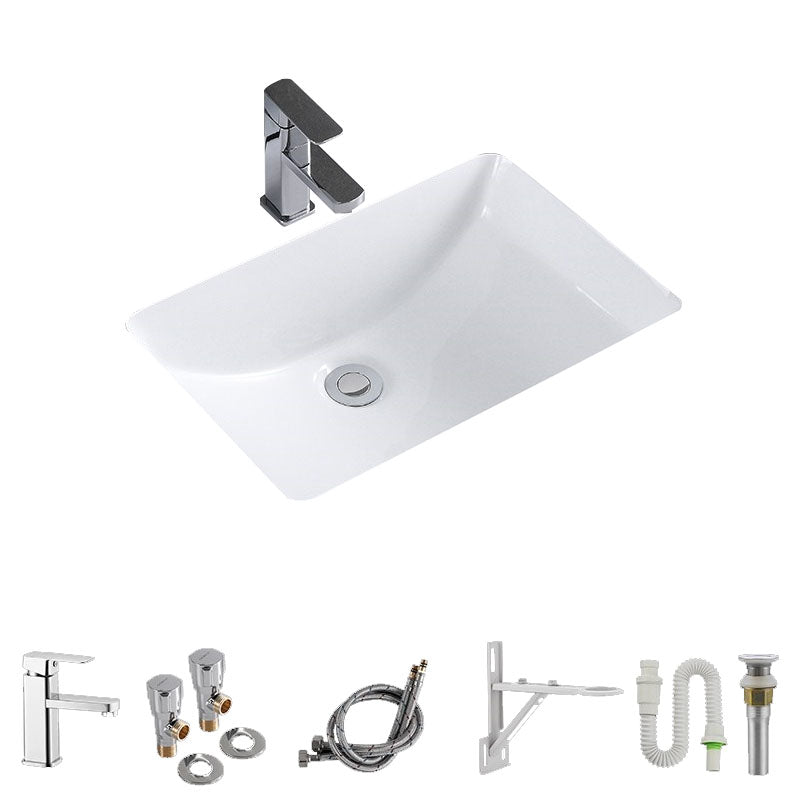 Modern Undermount Vanity Sink Porcelain Shut-Off Valve Included Bathroom Sink 21"L x 15"W x 8"H Sink with Faucet Clearhalo 'Bathroom Remodel & Bathroom Fixtures' 'Bathroom Sinks & Faucet Components' 'Bathroom Sinks' 'bathroom_sink' 'Home Improvement' 'home_improvement' 'home_improvement_bathroom_sink' 7362483