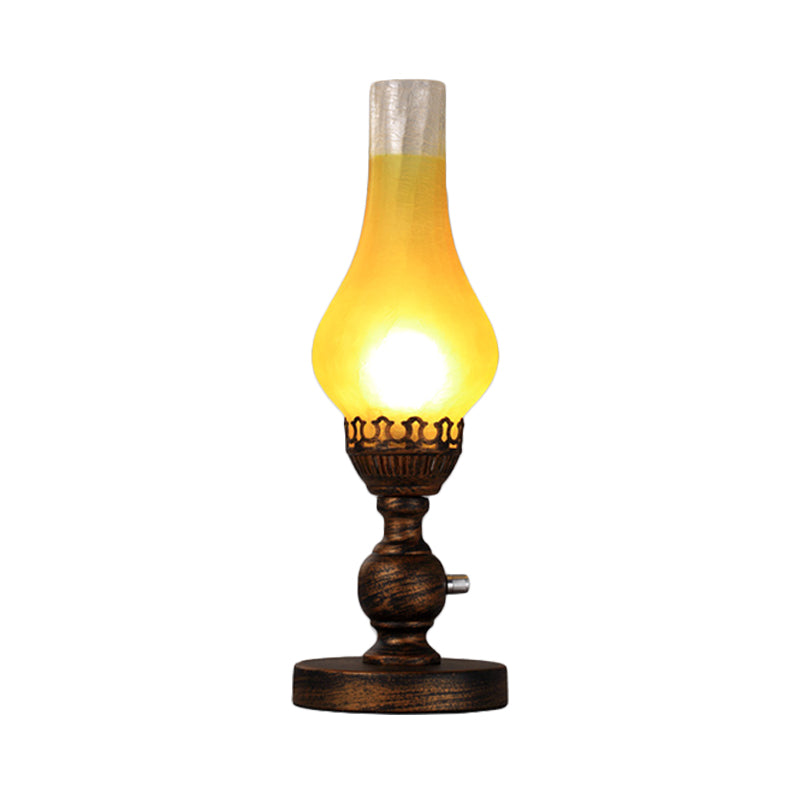 Industrial Vase Table Light 1 Head Orange/Clear Crackle Glass Desk Lighting for Bedroom with Iron Base Clearhalo 'Lamps' 'Table Lamps' Lighting' 736254