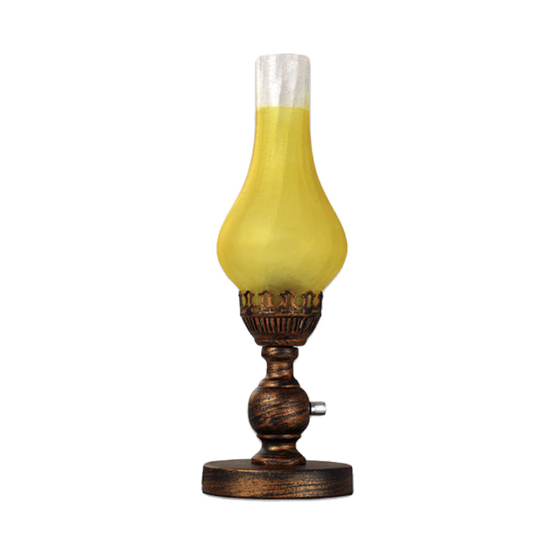 Industrial Vase Table Light 1 Head Orange/Clear Crackle Glass Desk Lighting for Bedroom with Iron Base Clearhalo 'Lamps' 'Table Lamps' Lighting' 736255