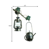 1 Light Lantern Wall Hanging Light Factory Brass Finish Cream Glass Sconce Lighting with Metal Teapot Deco Clearhalo 'Art deco wall lights' 'Cast Iron' 'Glass' 'Industrial wall lights' 'Industrial' 'Middle century wall lights' 'Modern' 'Rustic wall lights' 'Tiffany' 'Traditional wall lights' 'Wall Lamps & Sconces' 'Wall Lights' Lighting' 736342