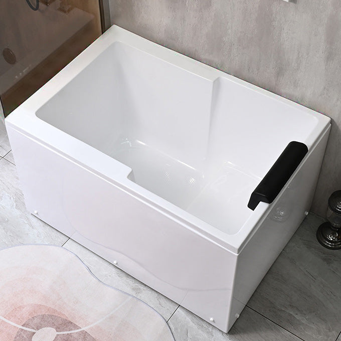 Back to Wall Soaking Bath Modern Rectangular Antique Finish Bath Tub Left Tub with Pillow Clearhalo 'Bathroom Remodel & Bathroom Fixtures' 'Bathtubs' 'Home Improvement' 'home_improvement' 'home_improvement_bathtubs' 'Showers & Bathtubs' 7364187