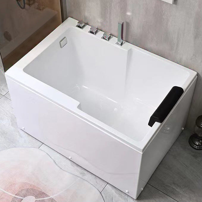 Back to Wall Soaking Bath Modern Rectangular Antique Finish Bath Tub Left Tub with Silver 5-Piece Set Clearhalo 'Bathroom Remodel & Bathroom Fixtures' 'Bathtubs' 'Home Improvement' 'home_improvement' 'home_improvement_bathtubs' 'Showers & Bathtubs' 7364189