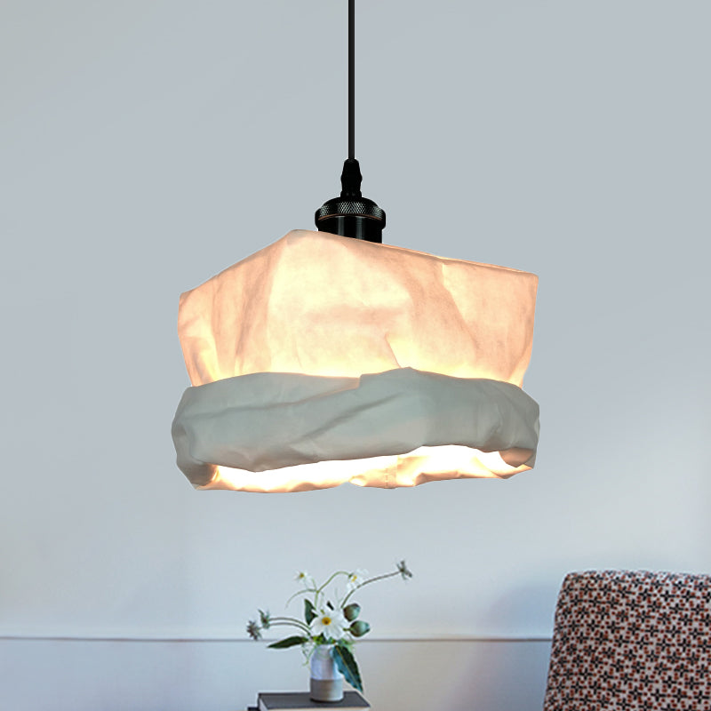 Sack-Like Drop Pendant Light Modern Kraft Paper 1-Light Restaurant LED Ceiling Lamp in White White Clearhalo 'Ceiling Lights' 'Pendant Lights' 'Pendants' Lighting' 736451_d7ceecd4-0700-4832-a881-2d8011a4f0b0