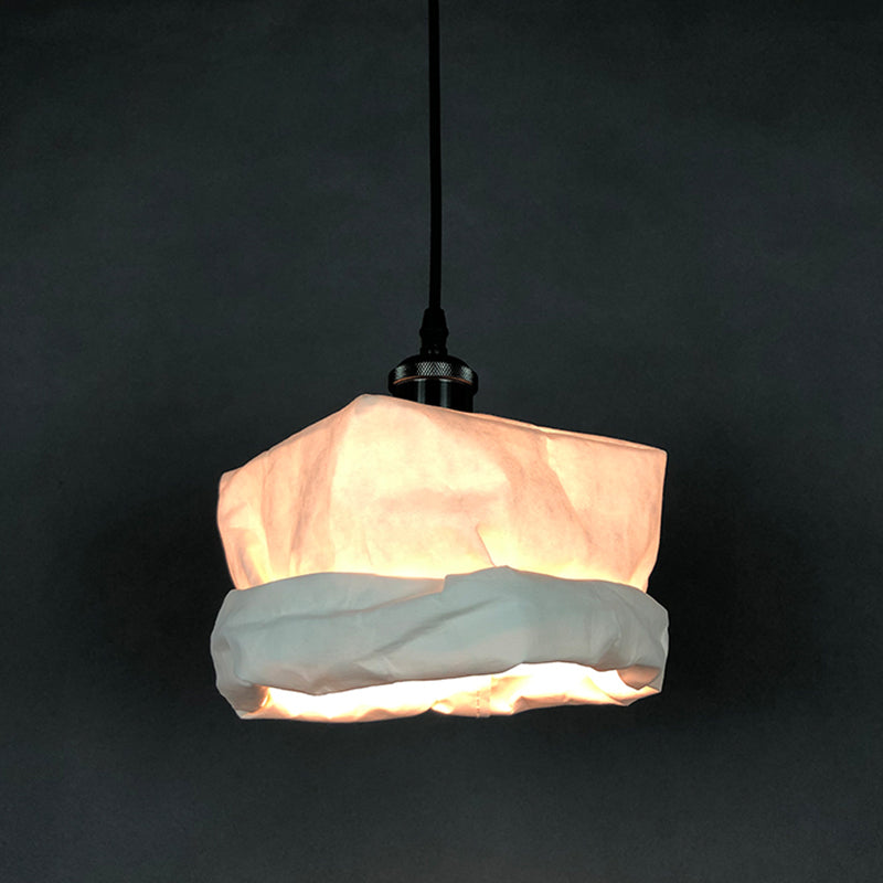 Sack-Like Drop Pendant Light Modern Kraft Paper 1-Light Restaurant LED Ceiling Lamp in White Clearhalo 'Ceiling Lights' 'Pendant Lights' 'Pendants' Lighting' 736453