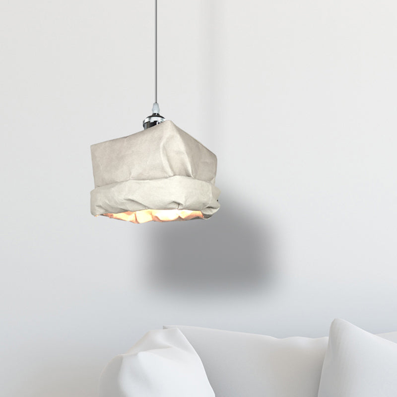 Sack Shape Kraft Paper Pendant Light Modernism 1-Head White Ceiling Suspension Lamp Grey Clearhalo 'Ceiling Lights' 'Pendant Lights' 'Pendants' Lighting' 736455_f1a5373f-de06-4943-901d-25dc56d15f2f