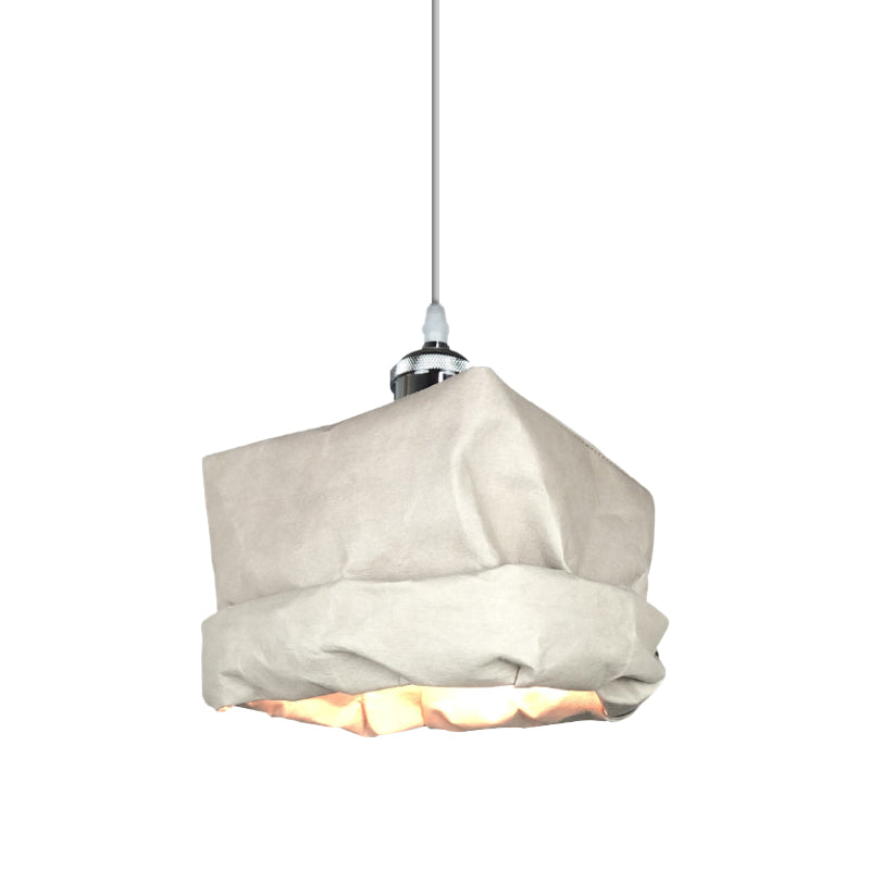 Sack Shape Kraft Paper Pendant Light Modernism 1-Head White Ceiling Suspension Lamp Clearhalo 'Ceiling Lights' 'Pendant Lights' 'Pendants' Lighting' 736456