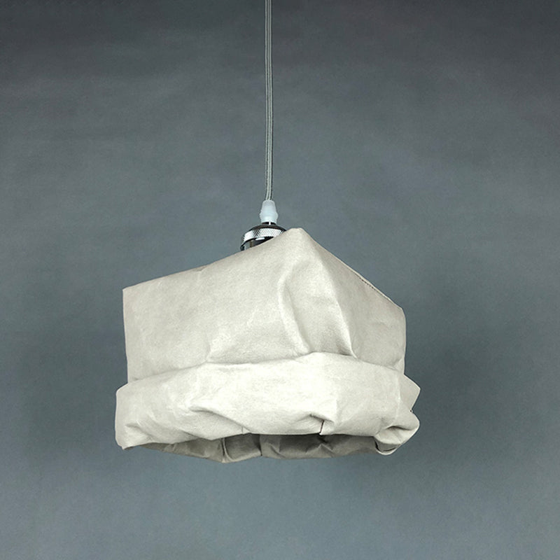 Sack Shape Kraft Paper Pendant Light Modernism 1-Head White Ceiling Suspension Lamp Clearhalo 'Ceiling Lights' 'Pendant Lights' 'Pendants' Lighting' 736457