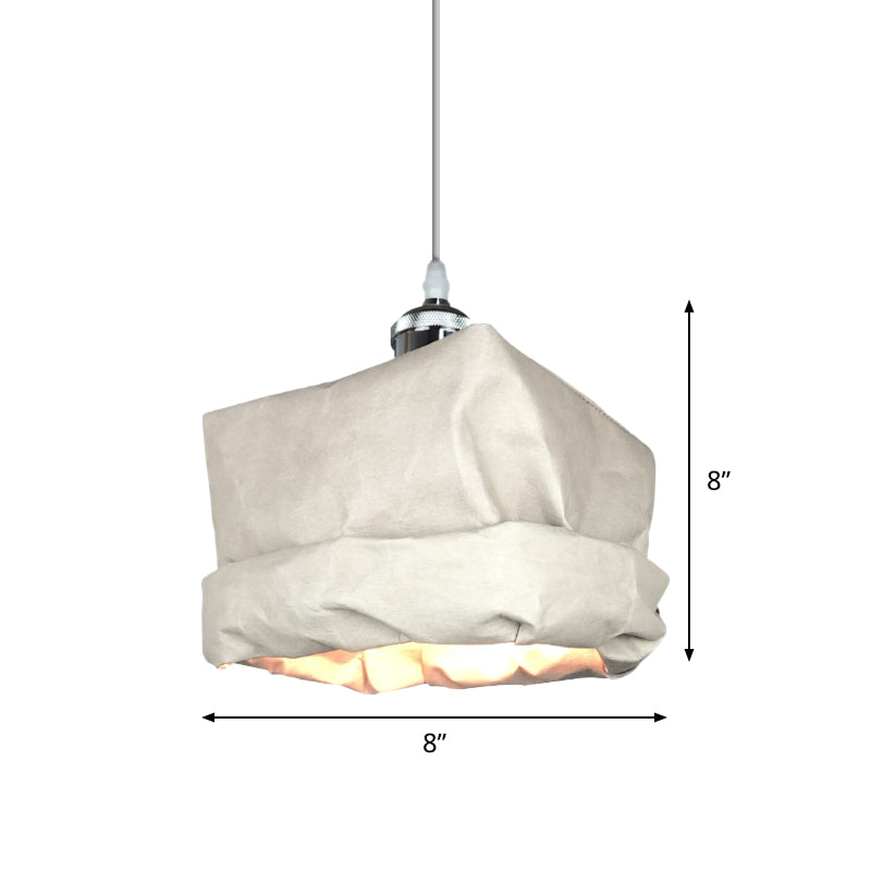 Sack Shape Kraft Paper Pendant Light Modernism 1-Head White Ceiling Suspension Lamp Clearhalo 'Ceiling Lights' 'Pendant Lights' 'Pendants' Lighting' 736458