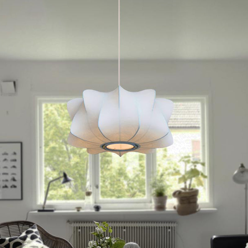 White Propeller Lantern Hanging Light Contemporary 1-Bulb Fabric Pendant Lamp Fixture White Clearhalo 'Ceiling Lights' 'Modern Pendants' 'Modern' 'Pendant Lights' 'Pendants' Lighting' 736459