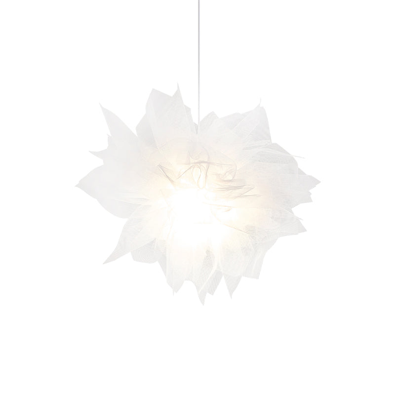 Sheer Flower Ceiling Pendant Light Modernism 1 Light 18"/27" Width White/Blue/Pink Suspension Lamp for Bedroom Clearhalo 'Ceiling Lights' 'Modern Pendants' 'Modern' 'Pendant Lights' 'Pendants' Lighting' 736465