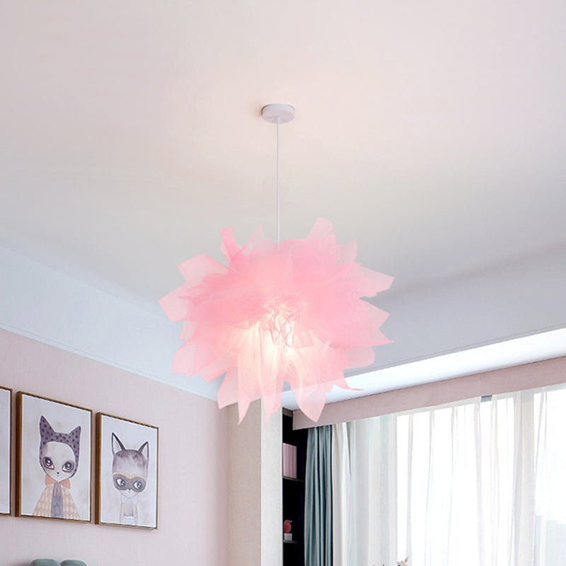 Sheer Flower Ceiling Pendant Light Modernism 1 Light 18"/27" Width White/Blue/Pink Suspension Lamp for Bedroom Clearhalo 'Ceiling Lights' 'Modern Pendants' 'Modern' 'Pendant Lights' 'Pendants' Lighting' 736473