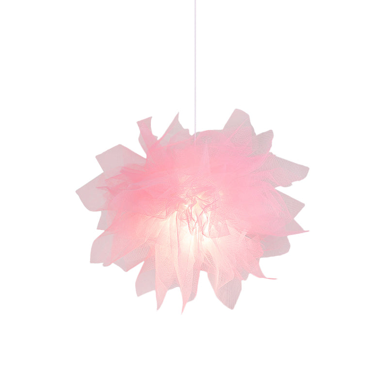 Sheer Flower Ceiling Pendant Light Modernism 1 Light 18"/27" Width White/Blue/Pink Suspension Lamp for Bedroom Clearhalo 'Ceiling Lights' 'Modern Pendants' 'Modern' 'Pendant Lights' 'Pendants' Lighting' 736474