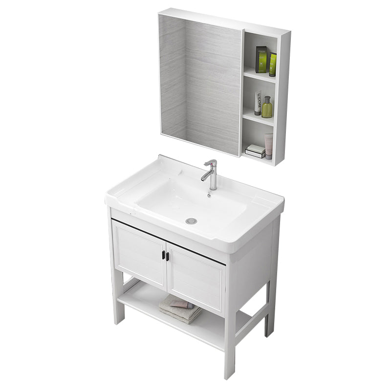 Freestanding Bathroom Sink Vanity Glam Single-Sink Bathroom Vanity Vanity & Faucet & Mirror Cabinet Clearhalo 'Bathroom Remodel & Bathroom Fixtures' 'Bathroom Vanities' 'bathroom_vanities' 'Home Improvement' 'home_improvement' 'home_improvement_bathroom_vanities' 7365327