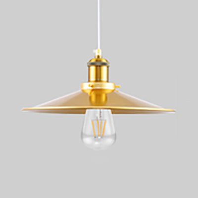 Mid Century Stylish Saucer Hanging Lamp 12/14 Inch Wide 1 Light Metallic Pendant Light in Gold for Bedside Gold Clearhalo 'Art Deco Pendants' 'Cast Iron' 'Ceiling Lights' 'Ceramic' 'Crystal' 'Industrial Pendants' 'Industrial' 'Metal' 'Middle Century Pendants' 'Pendant Lights' 'Pendants' 'Tiffany' Lighting' 73655
