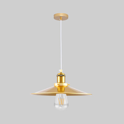 Mid Century Stylish Saucer Hanging Lamp 12/14 Inch Wide 1 Light Metallic Pendant Light in Gold for Bedside Clearhalo 'Art Deco Pendants' 'Cast Iron' 'Ceiling Lights' 'Ceramic' 'Crystal' 'Industrial Pendants' 'Industrial' 'Metal' 'Middle Century Pendants' 'Pendant Lights' 'Pendants' 'Tiffany' Lighting' 73656