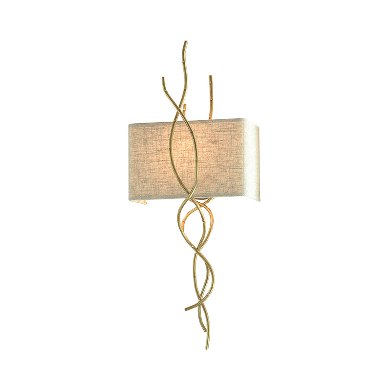 Gold/Silver Branch Wall Mount Light Modern 1 Head Metallic Sconce Lamp with Rectangle Fabric Shade Clearhalo 'Cast Iron' 'Glass' 'Industrial' 'Modern wall lights' 'Modern' 'Tiffany' 'Traditional wall lights' 'Wall Lamps & Sconces' 'Wall Lights' Lighting' 736566