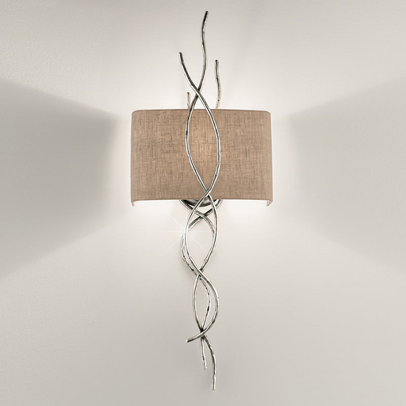 Gold/Silver Branch Wall Mount Light Modern 1 Head Metallic Sconce Lamp with Rectangle Fabric Shade Clearhalo 'Cast Iron' 'Glass' 'Industrial' 'Modern wall lights' 'Modern' 'Tiffany' 'Traditional wall lights' 'Wall Lamps & Sconces' 'Wall Lights' Lighting' 736572