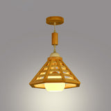 Cone Cage Down Lighting Modernist Wood 1 Light Beige Pendant Lamp Fixture for Dining Room Clearhalo 'Ceiling Lights' 'Modern Pendants' 'Modern' 'Pendant Lights' 'Pendants' Lighting' 736612