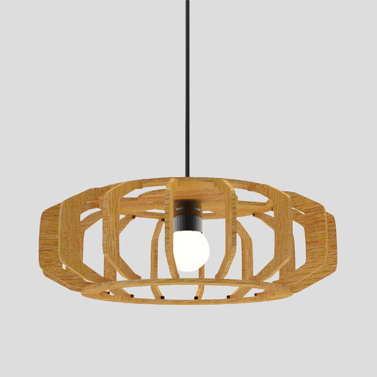 Lantern Frame Hanging Ceiling Light Asia-Style Wood 1 Bulb Living Room Suspension Lamp Clearhalo 'Ceiling Lights' 'Pendant Lights' 'Pendants' Lighting' 736624