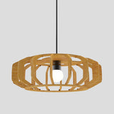 Lantern Frame Hanging Ceiling Light Asia-Style Wood 1 Bulb Living Room Suspension Lamp Clearhalo 'Ceiling Lights' 'Pendant Lights' 'Pendants' Lighting' 736624