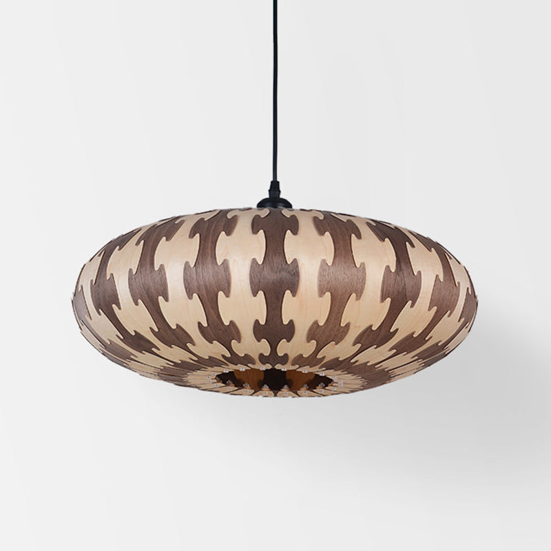 Brown Oval Lantern Ceiling Pendant Light Asia Style 1 Light Wood LED Hanging Lamp Fixture Clearhalo 'Ceiling Lights' 'Pendant Lights' 'Pendants' Lighting' 736636