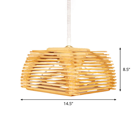 Japanese Stack-Up Pendant Lighting Wood Bar 1 Bulb Tea Room Ceiling Suspension Lamp Clearhalo 'Ceiling Lights' 'Pendant Lights' 'Pendants' Lighting' 736641