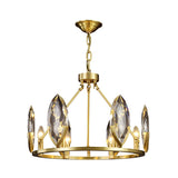 6/8 Bulbs Living Room Hanging Light Kit Modernist Gold Ring Chandelier Lamp Fixture with Oval Crystal Shade Clearhalo 'Ceiling Lights' 'Chandeliers' 'Modern Chandeliers' 'Modern' Lighting' 736668