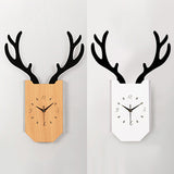 Wood Clock Shape Sconce Light with Antlers Hallway Foyer Rustic Animal LED Wall Lamp Clearhalo 'Wall Lamps & Sconces' 'Wall Lights' Lighting' 73668