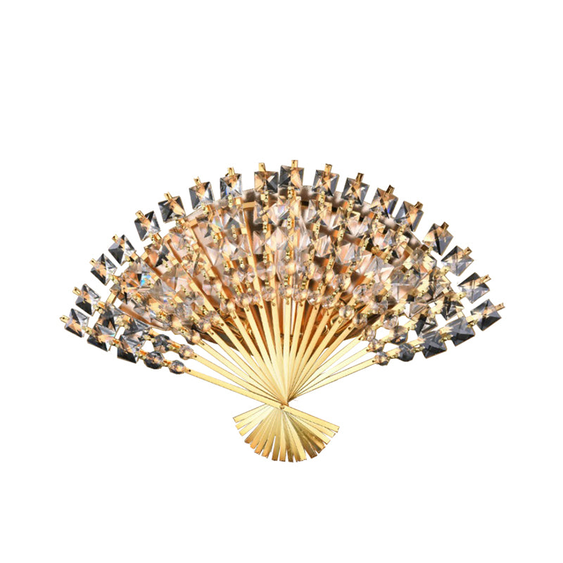 Fan-Shape Wall Sconce Lighting Modern Metal 3-Head Gold Finish Wall Mount Lamp Fixture Clearhalo 'Cast Iron' 'Glass' 'Industrial' 'Modern wall lights' 'Modern' 'Tiffany' 'Traditional wall lights' 'Wall Lamps & Sconces' 'Wall Lights' Lighting' 736696