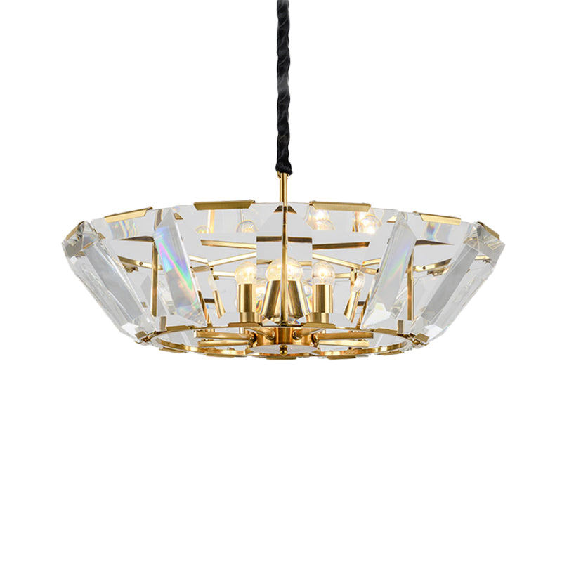 5 Heads Living Room Ceiling Chandelier Contemporary Gold Hanging Light Kit with Bowl Crystal Shade Clearhalo 'Ceiling Lights' 'Chandeliers' 'Modern Chandeliers' 'Modern' Lighting' 736703