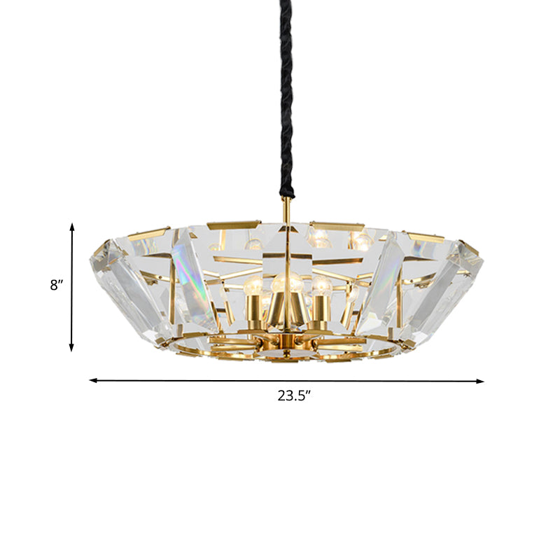 5 Heads Living Room Ceiling Chandelier Contemporary Gold Hanging Light Kit with Bowl Crystal Shade Clearhalo 'Ceiling Lights' 'Chandeliers' 'Modern Chandeliers' 'Modern' Lighting' 736705