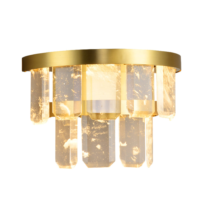 2-Layer Hallway Sconce Light Fixture Crystal LED Modernist Wall Mount Lamp in Brass Clearhalo 'Cast Iron' 'Glass' 'Industrial' 'Modern wall lights' 'Modern' 'Tiffany' 'Traditional wall lights' 'Wall Lamps & Sconces' 'Wall Lights' Lighting' 736707