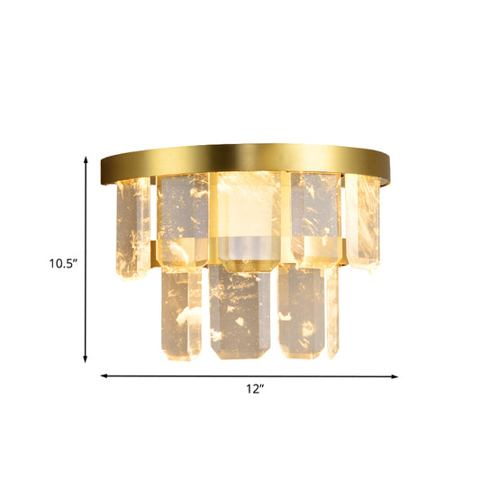 2-Layer Hallway Sconce Light Fixture Crystal LED Modernist Wall Mount Lamp in Brass Clearhalo 'Cast Iron' 'Glass' 'Industrial' 'Modern wall lights' 'Modern' 'Tiffany' 'Traditional wall lights' 'Wall Lamps & Sconces' 'Wall Lights' Lighting' 736709