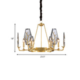 Brass Panel Pendant Chandelier Modernism 6/8 Lights Crystal Round Hanging Ceiling Lamp Clearhalo 'Ceiling Lights' 'Chandeliers' 'Modern Chandeliers' 'Modern' Lighting' 736713