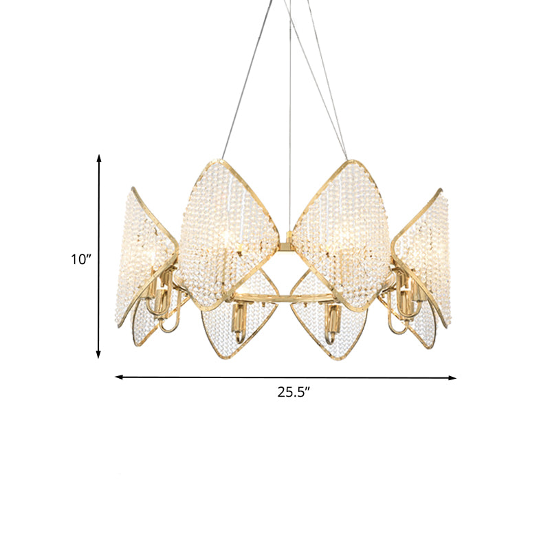 Rhombus Crystal Hanging Chandelier Modernist 8 Heads Gold Finish Loop Suspension Pendant Clearhalo 'Ceiling Lights' 'Chandeliers' 'Modern Chandeliers' 'Modern' Lighting' 736721