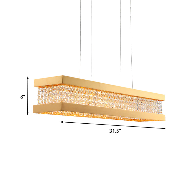 Gold Rectangular Frame Island Hanging Light Contemporary 6-Bulb Crystal Pendant Lamp Fixture Clearhalo 'Ceiling Lights' 'Island Lights' Lighting' 736729