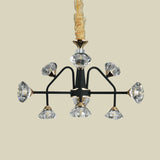 Sputnik Bedroom Chandelier Lamp Modern Metal 9 Bulbs Black Pendant Light with Diamond Crystal Shade Clearhalo 'Ceiling Lights' 'Chandeliers' 'Modern Chandeliers' 'Modern' Lighting' 736736