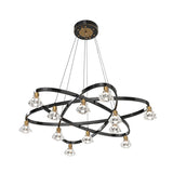 Black 12 Bulbs Chandelier Lamp Modern Metal Star Hanging Light with Diamond Clear Crystal Shade Clearhalo 'Ceiling Lights' 'Chandeliers' 'Modern Chandeliers' 'Modern' Lighting' 736740