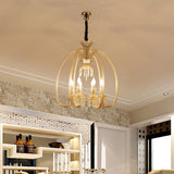 6/8 Heads Hanging Chandelier Antique Living Room Pendant with Curving Cognac Glass Arm and Clear Crystal Drop Clearhalo 'Ceiling Lights' 'Chandeliers' Lighting' options 736801