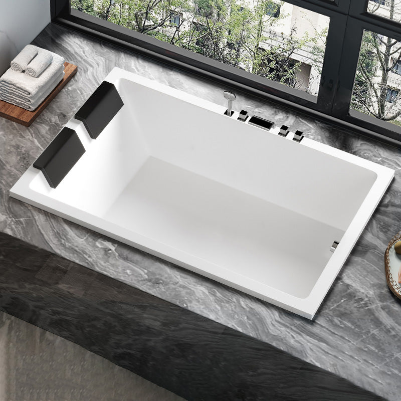 Rectangular White Bath Acrylic Modern Soaking Drop-in Bathtub Massage Not Included Left Clearhalo 'Bathroom Remodel & Bathroom Fixtures' 'Bathtubs' 'Home Improvement' 'home_improvement' 'home_improvement_bathtubs' 'Showers & Bathtubs' 7368586