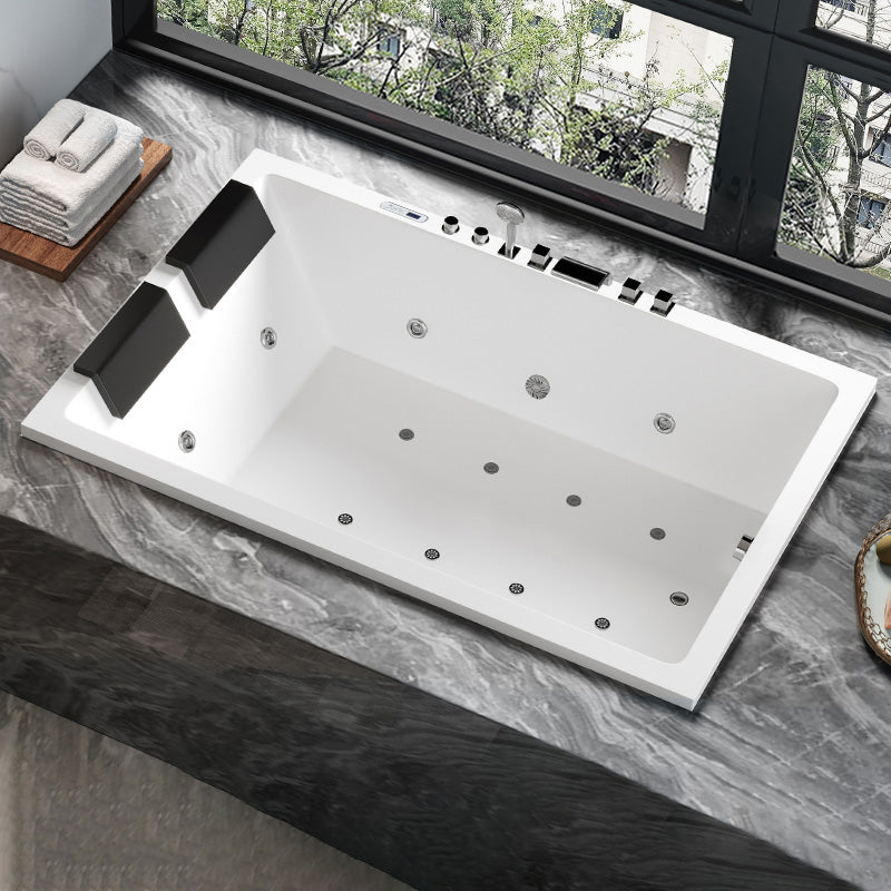 Rectangular White Bath Acrylic Modern Soaking Drop-in Bathtub 63"L x 43"W x 25"H Message & Thermostat & Colored Lights & Smart Board Left Clearhalo 'Bathroom Remodel & Bathroom Fixtures' 'Bathtubs' 'Home Improvement' 'home_improvement' 'home_improvement_bathtubs' 'Showers & Bathtubs' 7368593