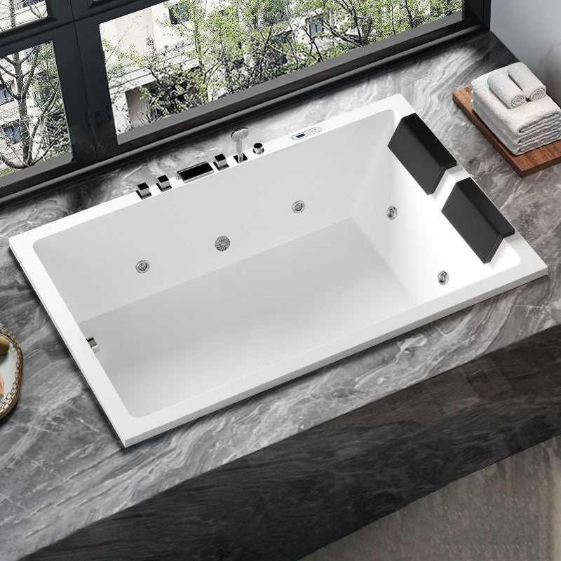 Rectangular White Bath Acrylic Modern Soaking Drop-in Bathtub Massage & Thermostat & Smart Board Right Clearhalo 'Bathroom Remodel & Bathroom Fixtures' 'Bathtubs' 'Home Improvement' 'home_improvement' 'home_improvement_bathtubs' 'Showers & Bathtubs' 7368602