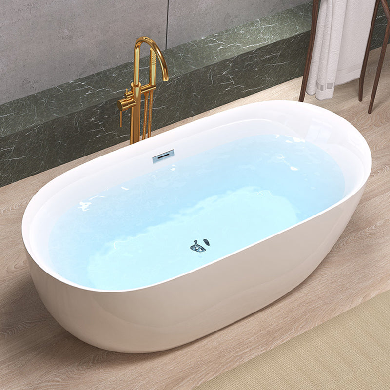 Back to Wall Modern Bathtub Freestanding Acrylic Soaking Bath Gold Tub with Freestanding Tub Fillers Clearhalo 'Bathroom Remodel & Bathroom Fixtures' 'Bathtubs' 'Home Improvement' 'home_improvement' 'home_improvement_bathtubs' 'Showers & Bathtubs' 7368651