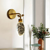 LED Wall Sconce Lighting Fixture Modern Oval Clear Seeded Crystal Bedroom Wall Light in Gold with Leaf Design Gold Clearhalo 'Cast Iron' 'Glass' 'Industrial' 'Modern wall lights' 'Modern' 'Tiffany' 'Traditional wall lights' 'Wall Lamps & Sconces' 'Wall Lights' Lighting' 736891