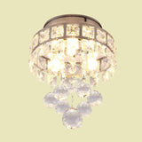 Silver 3 Lights Flush Mount Lamp Modernism Clear Crystal Ball Circular Close to Ceiling Lighting Clearhalo 'Ceiling Lights' 'Close To Ceiling Lights' 'Close to ceiling' 'Flush mount' Lighting' 736909