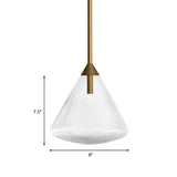 Vintage 1 Head Hanging Lighting Brass Conical Pendant Lamp Kit with Clear Water Glass Shade Clearhalo 'Ceiling Lights' 'Glass shade' 'Glass' 'Modern Pendants' 'Modern' 'Pendant Lights' 'Pendants' Lighting' 736967