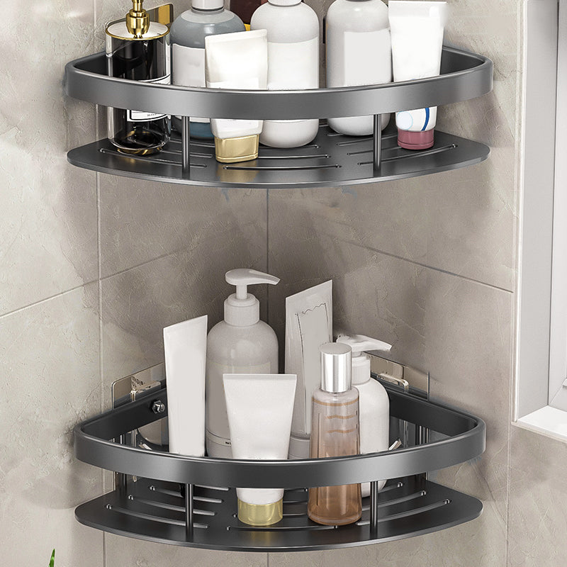 Minimalism Bathroom Hardware Set Silver Bath Shelf Bath Hardware Set 2" Grey 2 Piece Set Clearhalo 'Bathroom Hardware Sets' 'Bathroom Hardware' 'Bathroom Remodel & Bathroom Fixtures' 'bathroom_hardware_sets' 'Home Improvement' 'home_improvement' 'home_improvement_bathroom_hardware_sets' 7369718