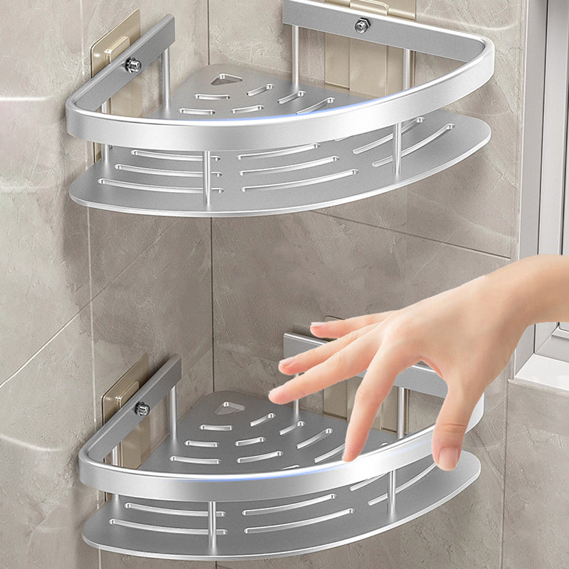 Minimalism Bathroom Hardware Set Silver Bath Shelf Bath Hardware Set Clearhalo 'Bathroom Hardware Sets' 'Bathroom Hardware' 'Bathroom Remodel & Bathroom Fixtures' 'bathroom_hardware_sets' 'Home Improvement' 'home_improvement' 'home_improvement_bathroom_hardware_sets' 7369728