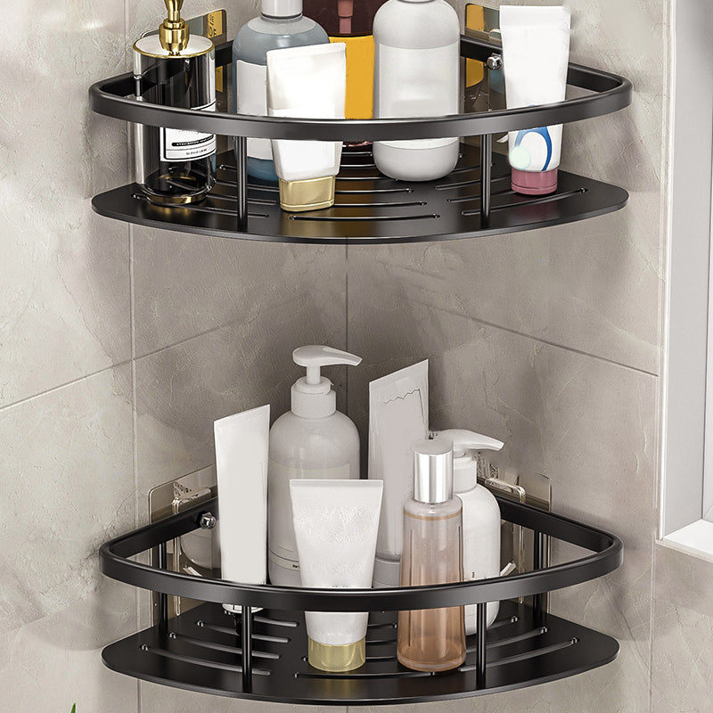 Minimalism Bathroom Hardware Set Silver Bath Shelf Bath Hardware Set 1.5" Black 2 Piece Set Clearhalo 'Bathroom Hardware Sets' 'Bathroom Hardware' 'Bathroom Remodel & Bathroom Fixtures' 'bathroom_hardware_sets' 'Home Improvement' 'home_improvement' 'home_improvement_bathroom_hardware_sets' 7369730