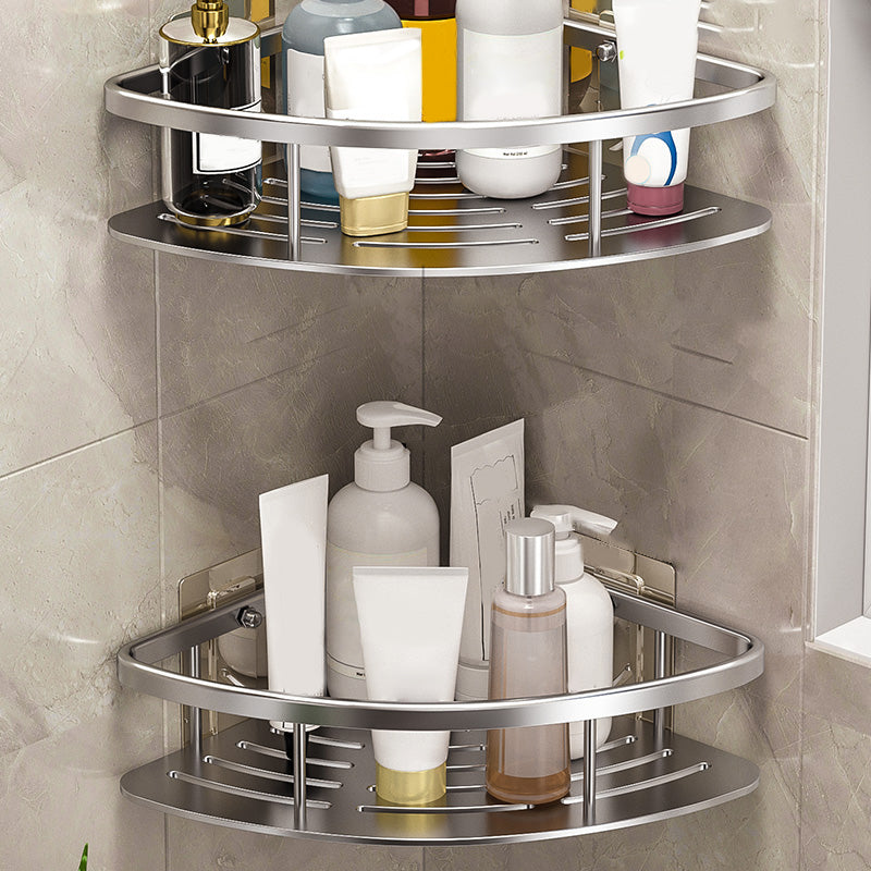 Minimalism Bathroom Hardware Set Silver Bath Shelf Bath Hardware Set 1.5" Silver 2 Piece Set Clearhalo 'Bathroom Hardware Sets' 'Bathroom Hardware' 'Bathroom Remodel & Bathroom Fixtures' 'bathroom_hardware_sets' 'Home Improvement' 'home_improvement' 'home_improvement_bathroom_hardware_sets' 7369736